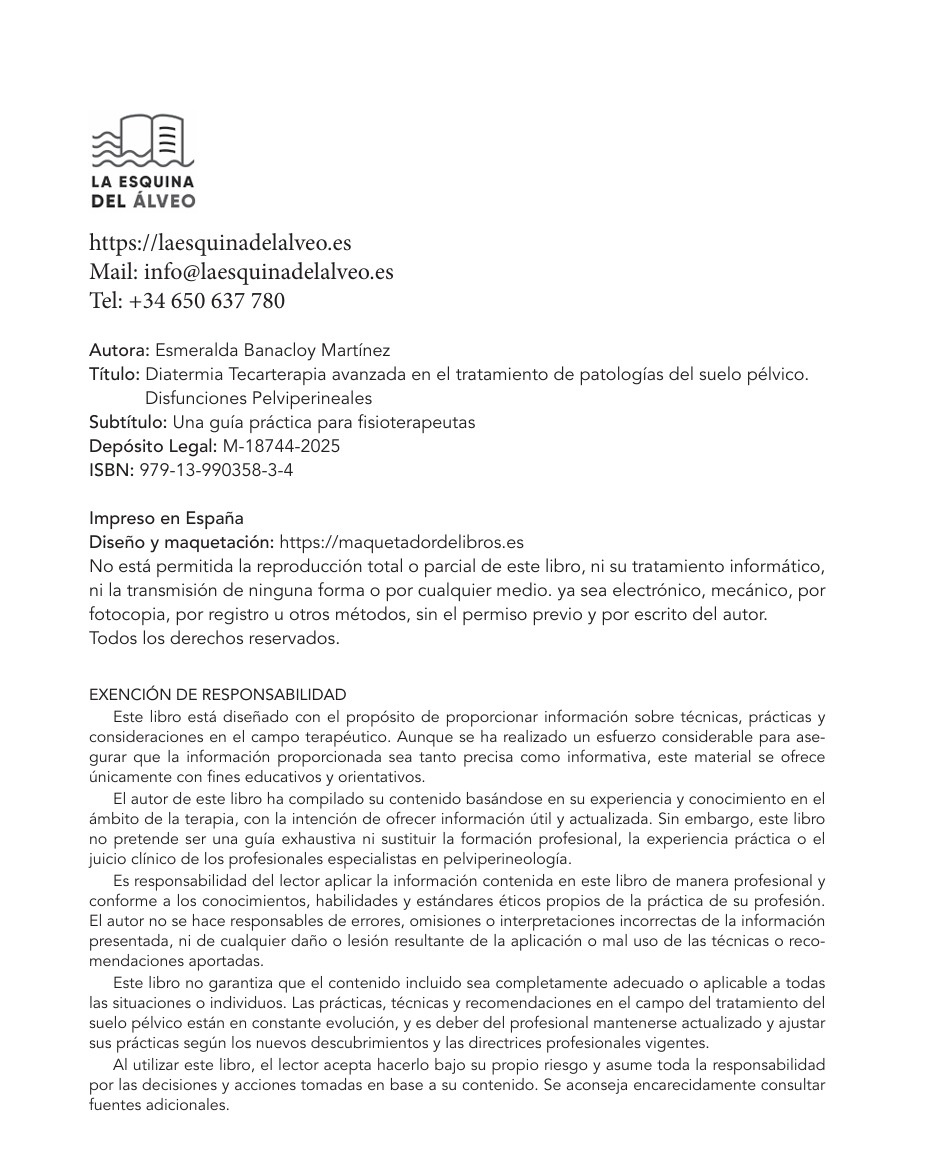 Libro DIATERMIA / TECARTERAPIA avanzada en patologías de SUELO PÉLVICO. Disfunciones PELVIPERINEALES - Imagen 3